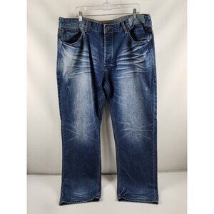 Sean John Jeans Mens 40x32 Blue Hamilton Relaxed Straight Button Fly Denim